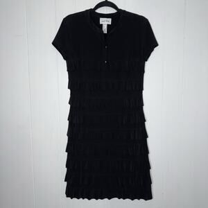 Joseph Ribkoff Women’s Tiered Ruffle Sheath Dress Black Short Sleeve Size 8